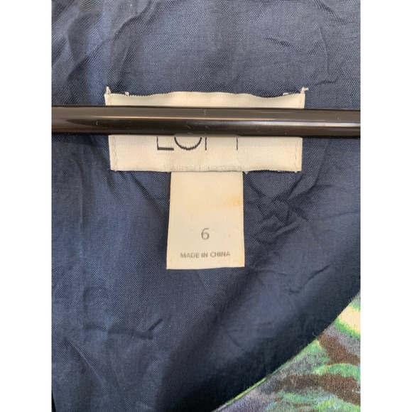 LOFT Women's Size 6 Floral Print Sleeveless Dress Green Blue Career - Picture 2 of 3